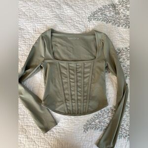 Abercrombie & Fitch Green Long Sleeve Fitted Bodysuit
